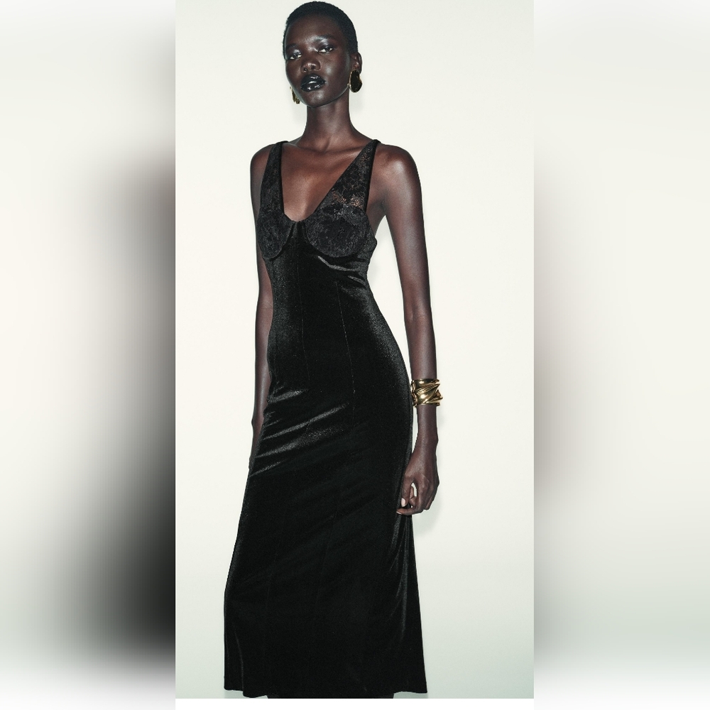 Zara Black Velvet Dress